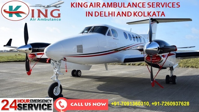 King Air Ambulance Servics from kolkata to Delhi